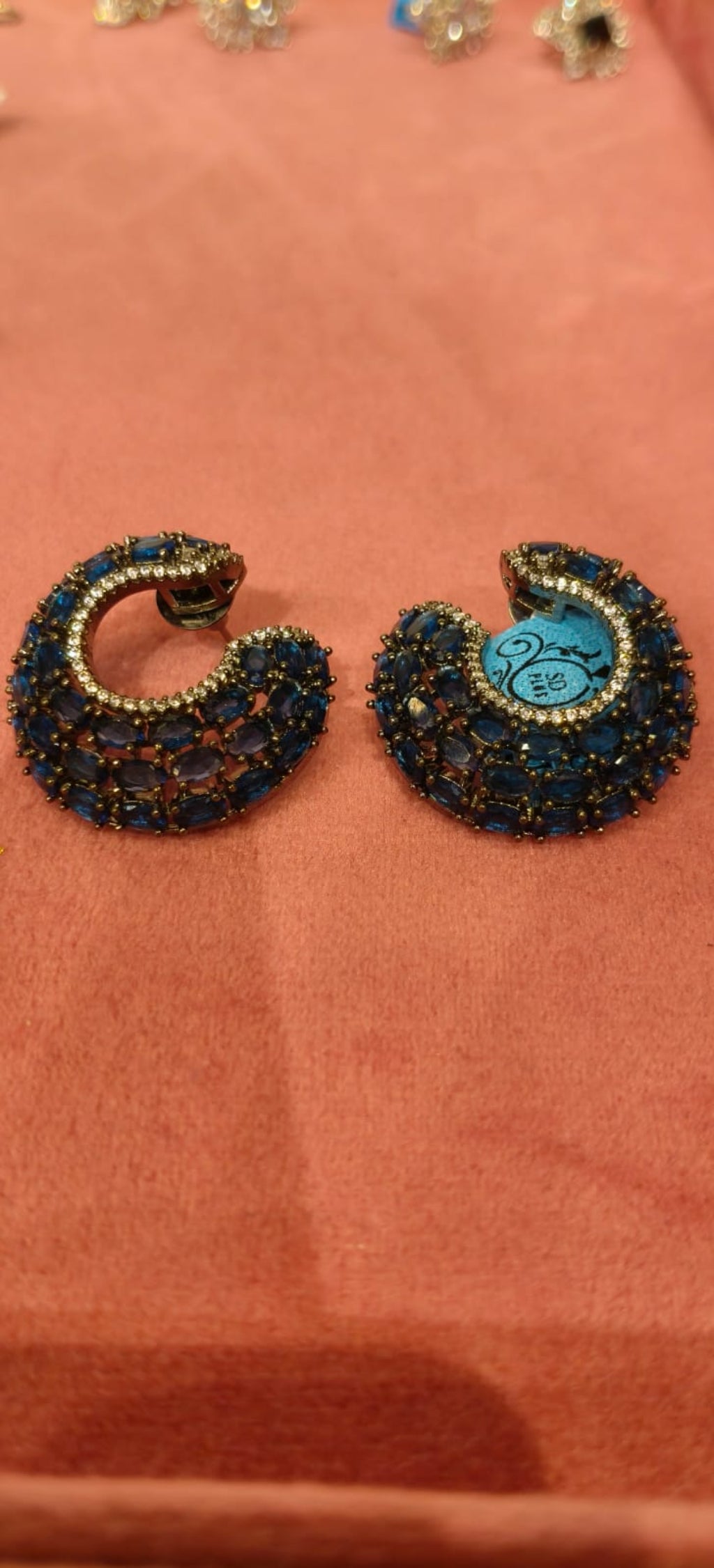 Black Crescent Hoops Earrings