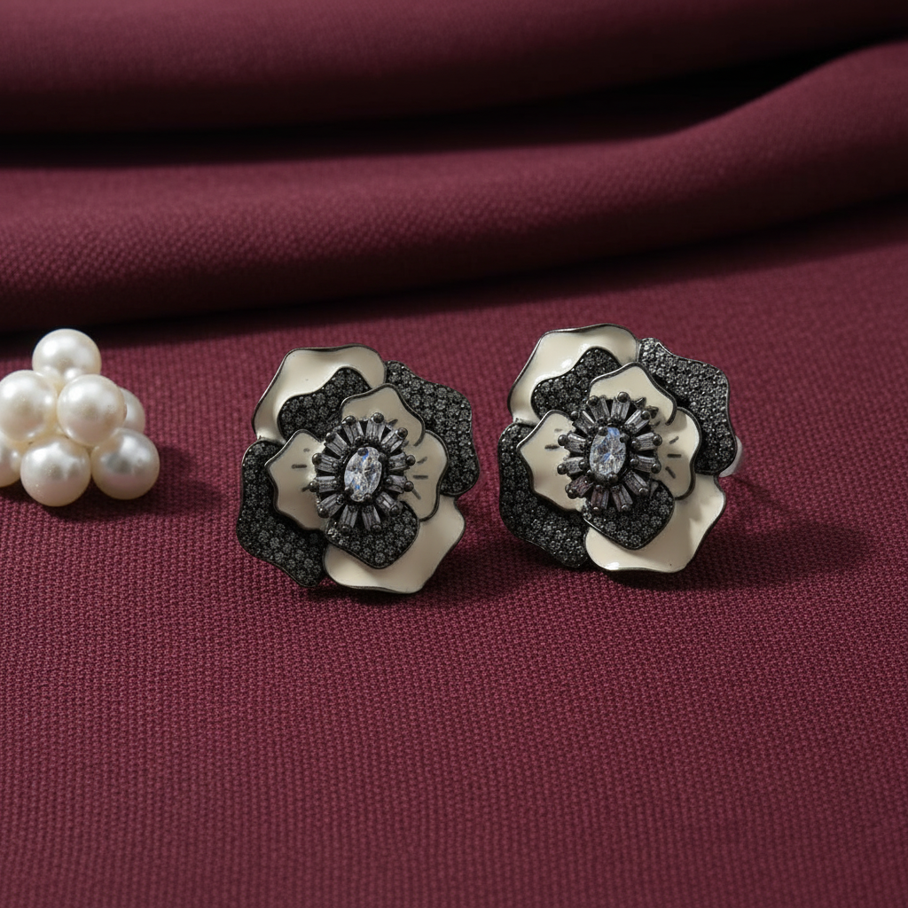 Noir Bloom Stud Earrings