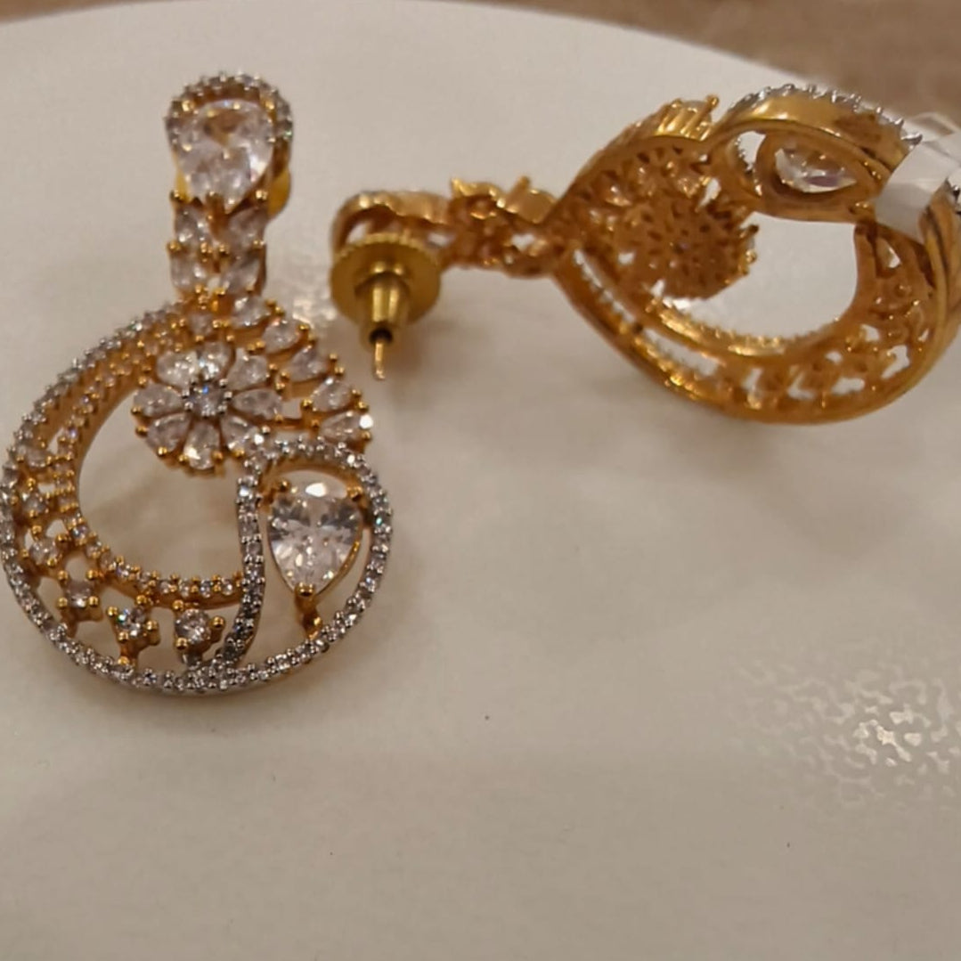 Gold & Gunmetal Rose Chandelier Earings