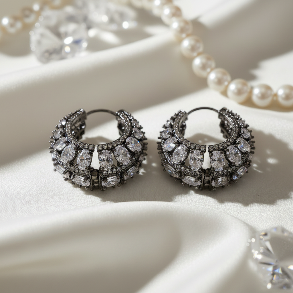 Clear CZ Hoops — Flat Lay Close-up