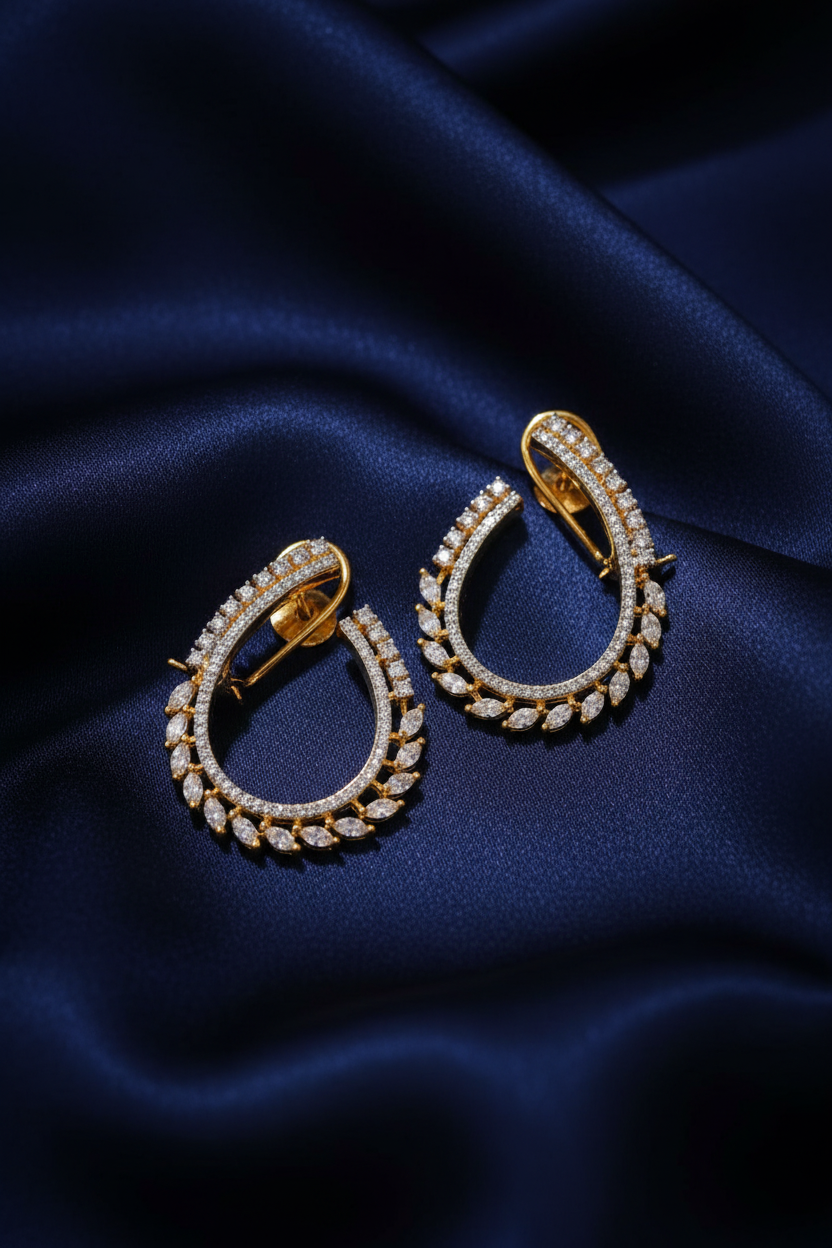Golden Silver Open Zirconia Hoops