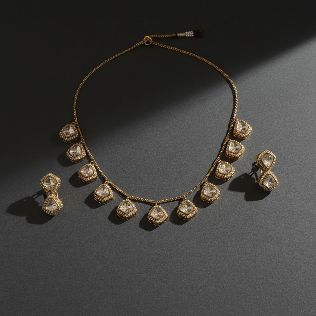 Golden Diamondcrystals Jewellery Set