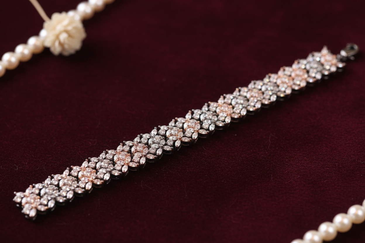 Two-Tone CZ Bracelet Textured Background