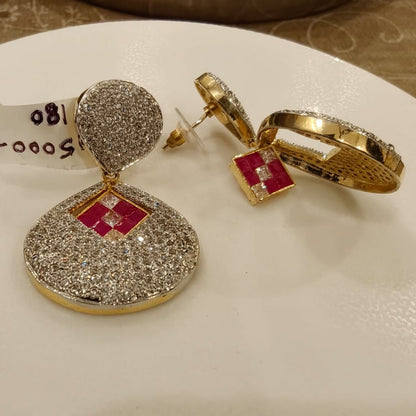 Ruby Red Motif Zirconia Earrings