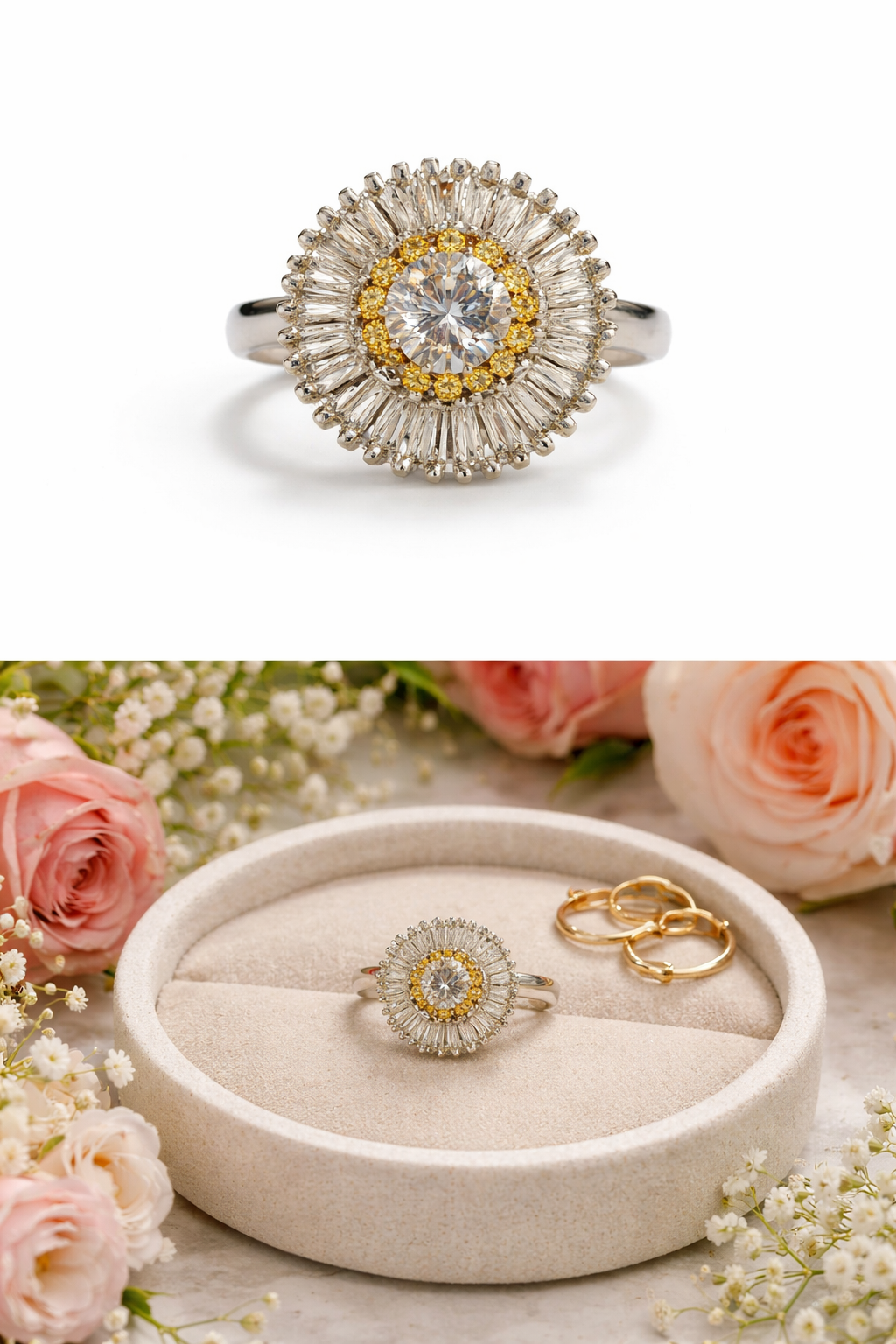 Rhodium 2circle Ring