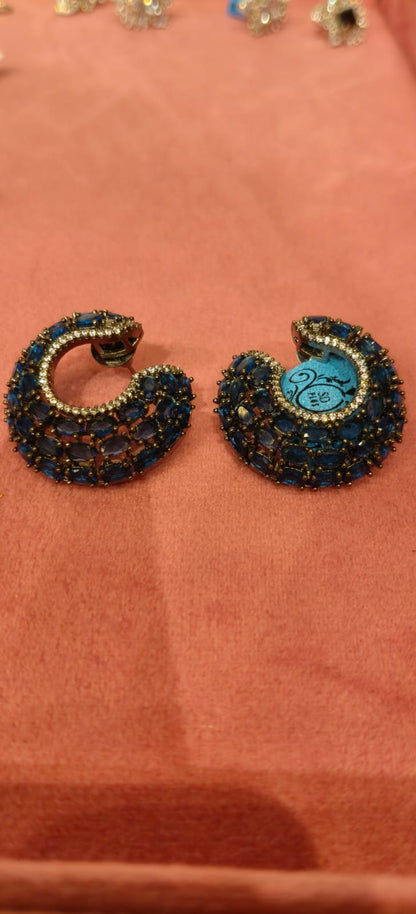 Black Crescent Hoops Earrings