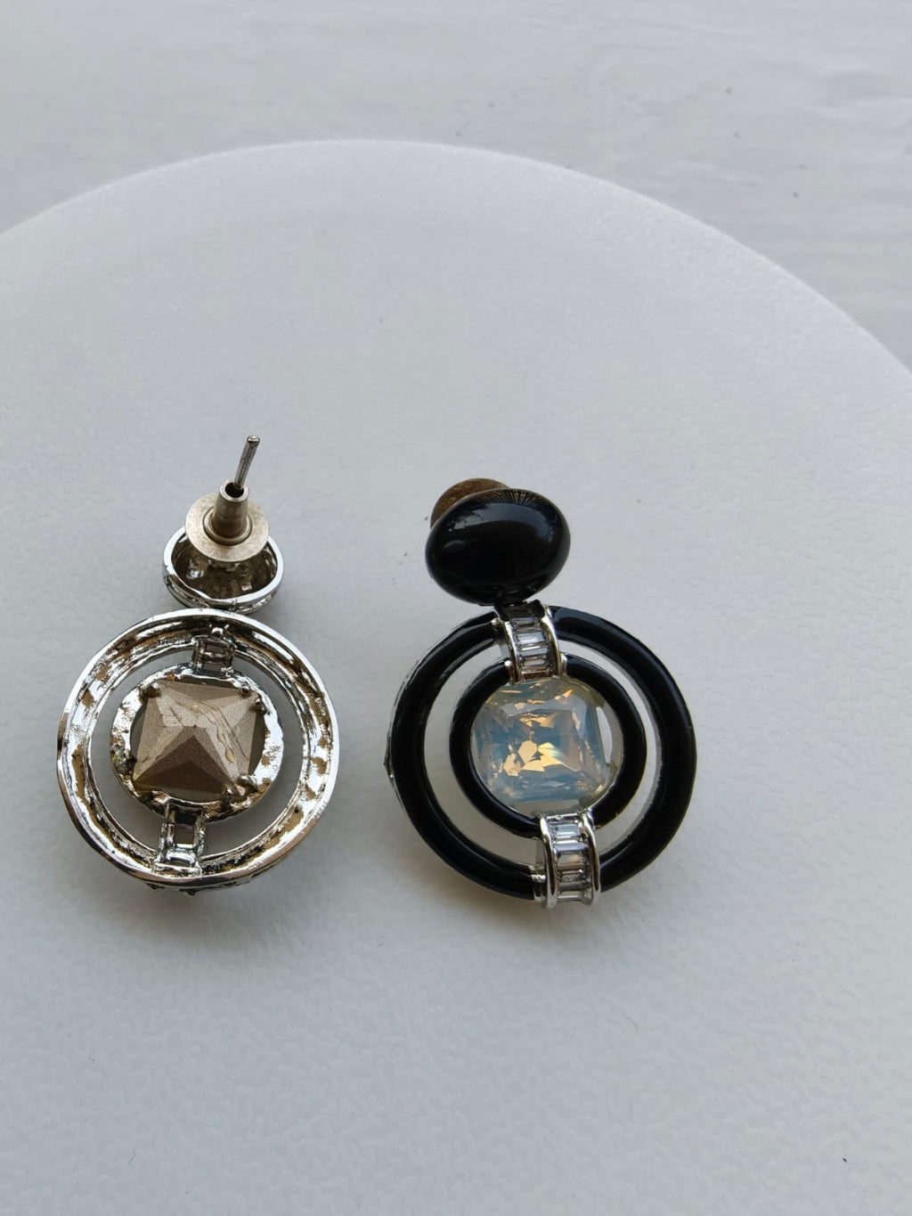 Eclipse Drop Earrings - Yellow & Black Enamel