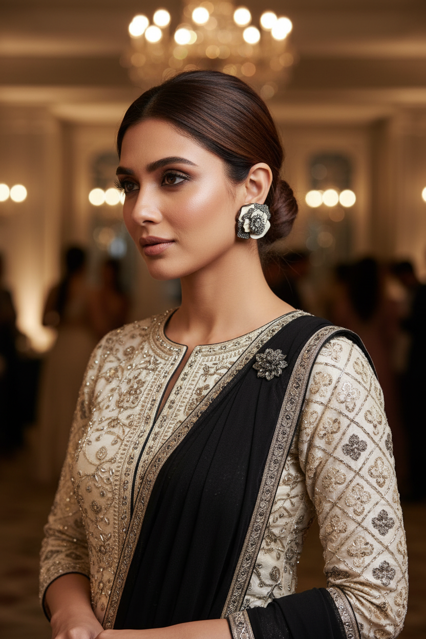 Noir Bloom Stud Earrings