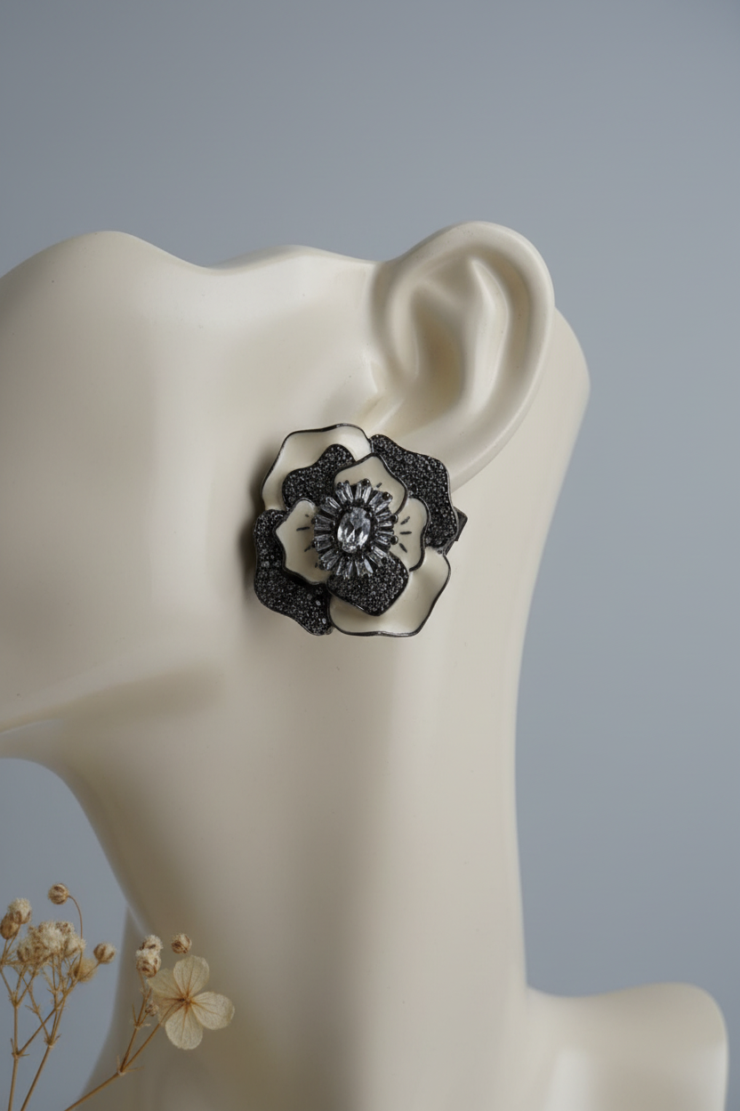 Noir Bloom Stud Earrings