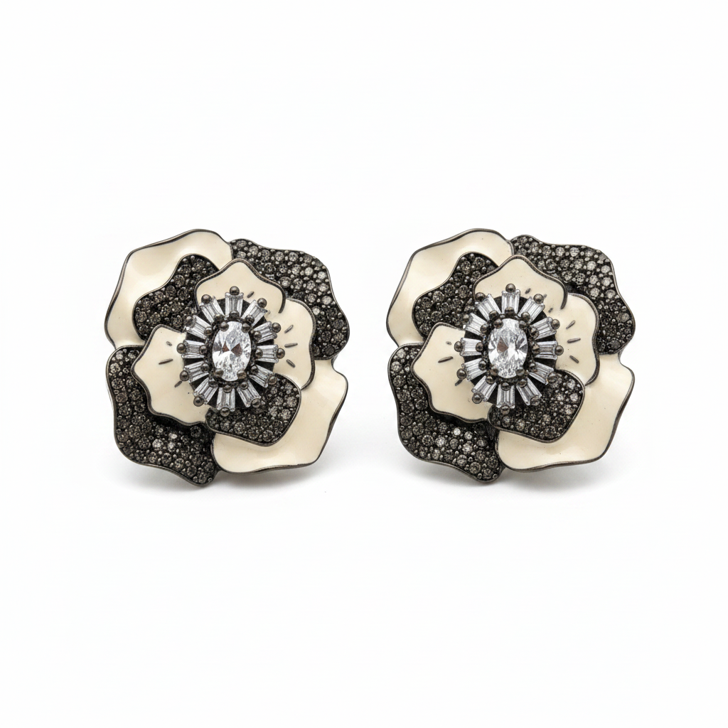 Noir Bloom Stud Earrings