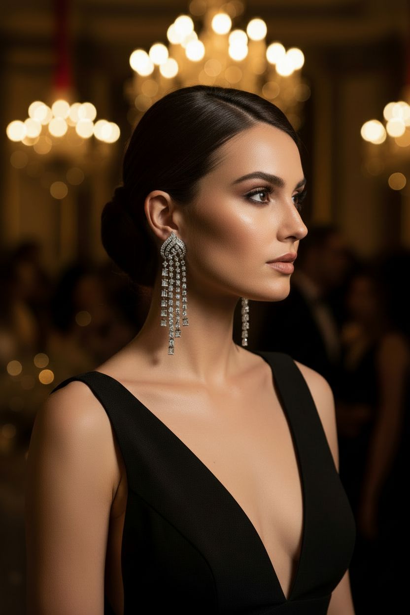 Crystal Cascade Tassel Earrings