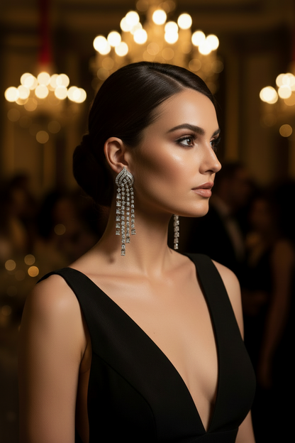 Crystal Cascade Tassel Earrings