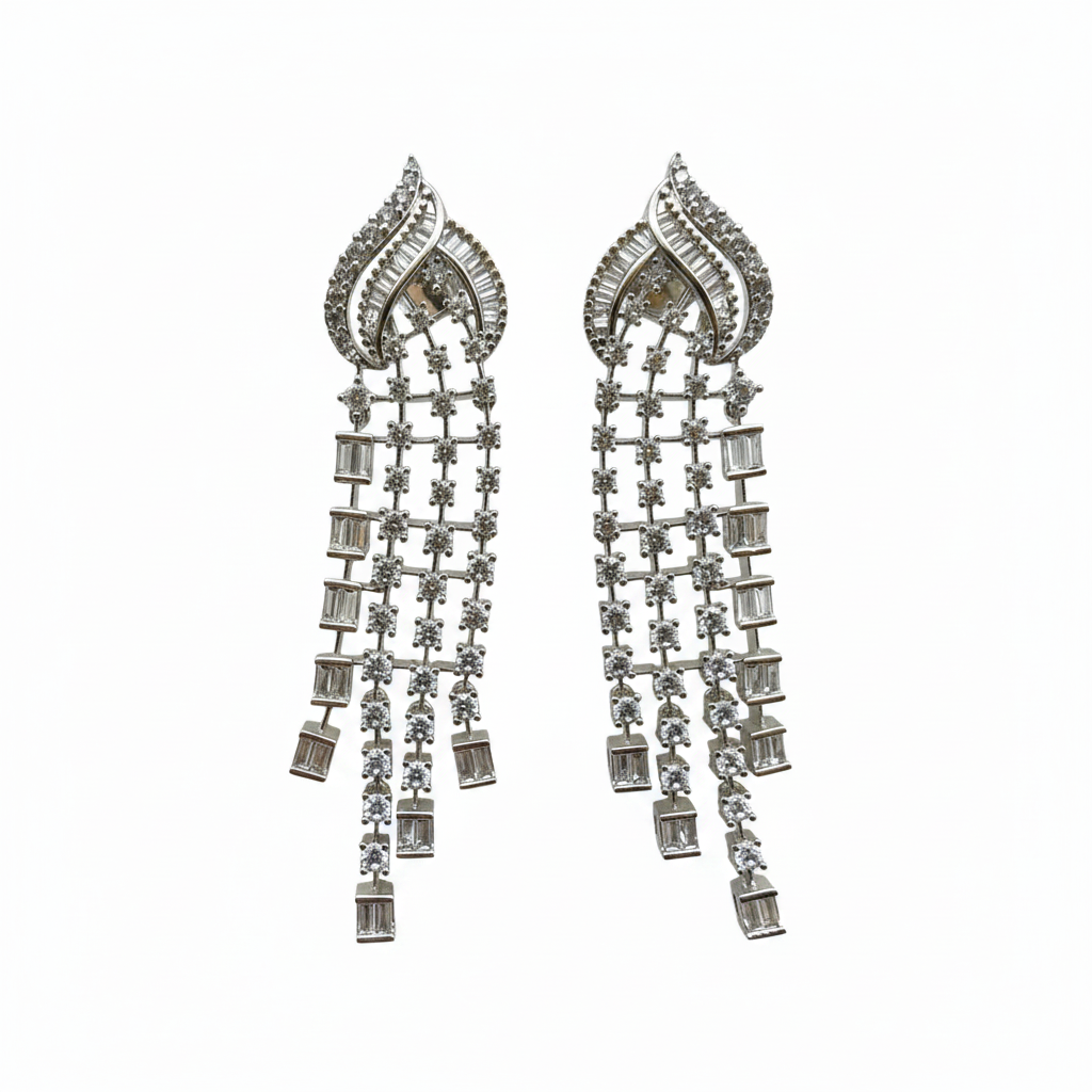 Crystal Cascade Tassel Earrings