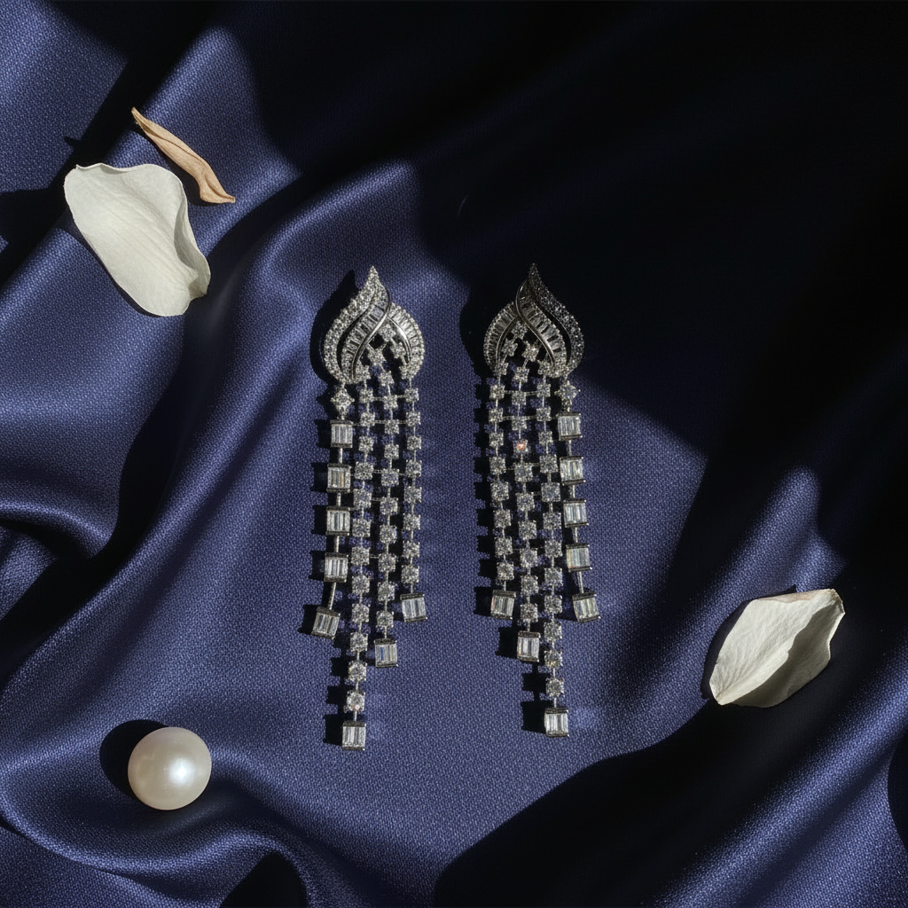 Crystal Cascade Tassel Earrings