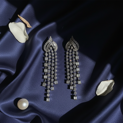 Crystal Cascade Tassel Earrings
