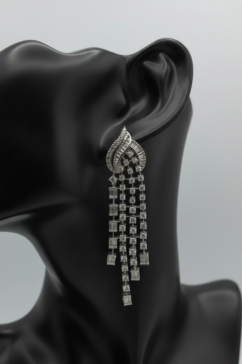 Crystal Cascade Tassel Earrings