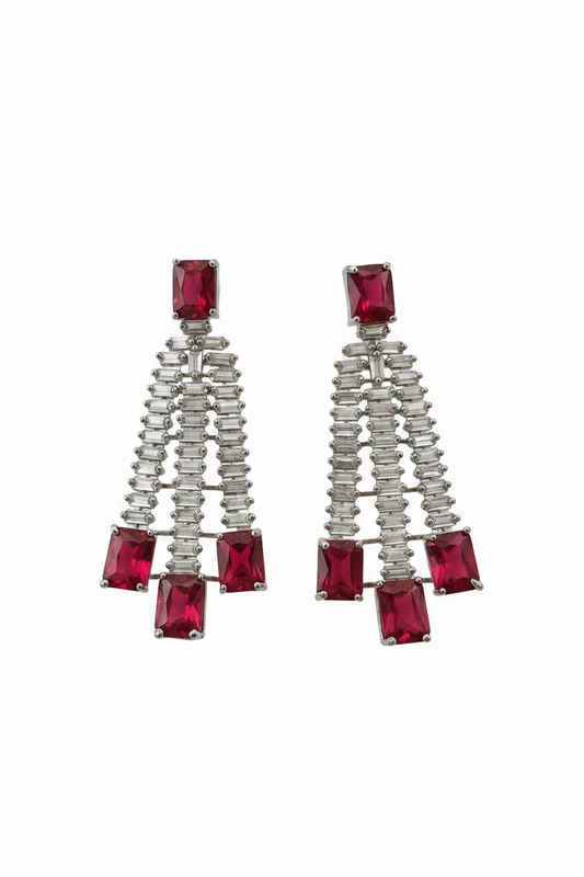 Ruby Cascade Baguette Drop Earrings
