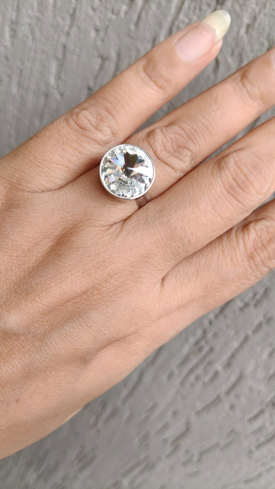 Black | Clear Crystal Adjustable Ring
