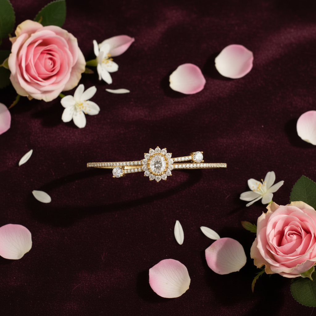 AD Bracelet on Dark Velvet with Blooms