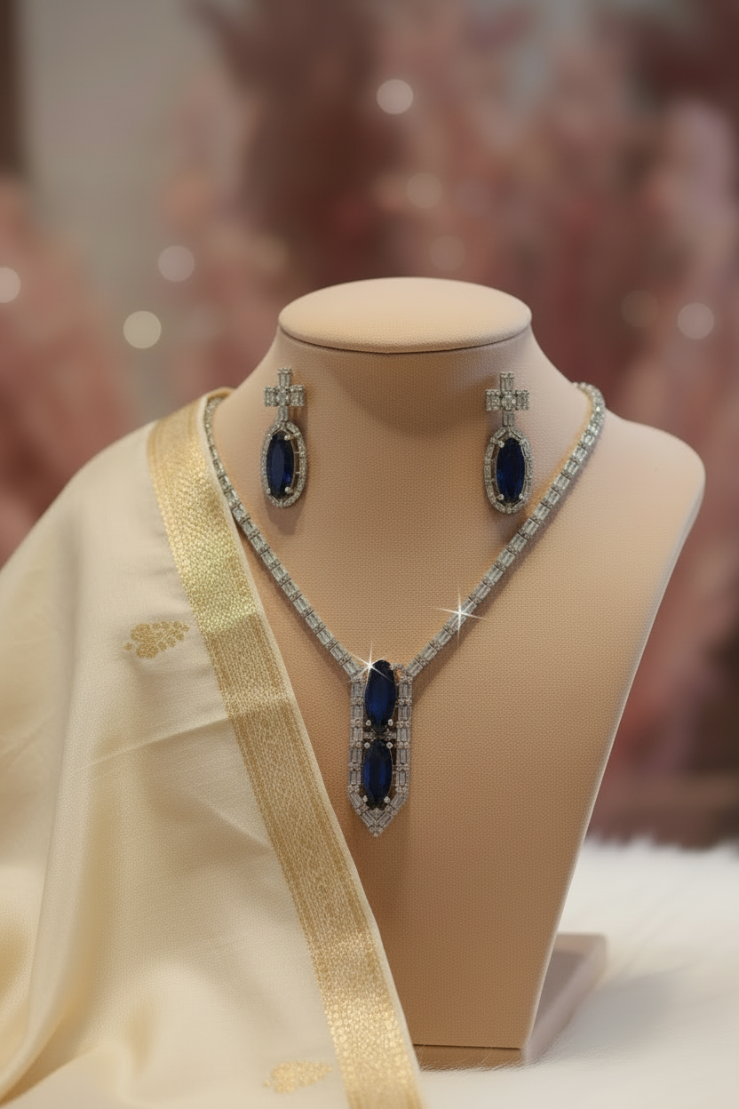 Blue Sapphire Necklace Set