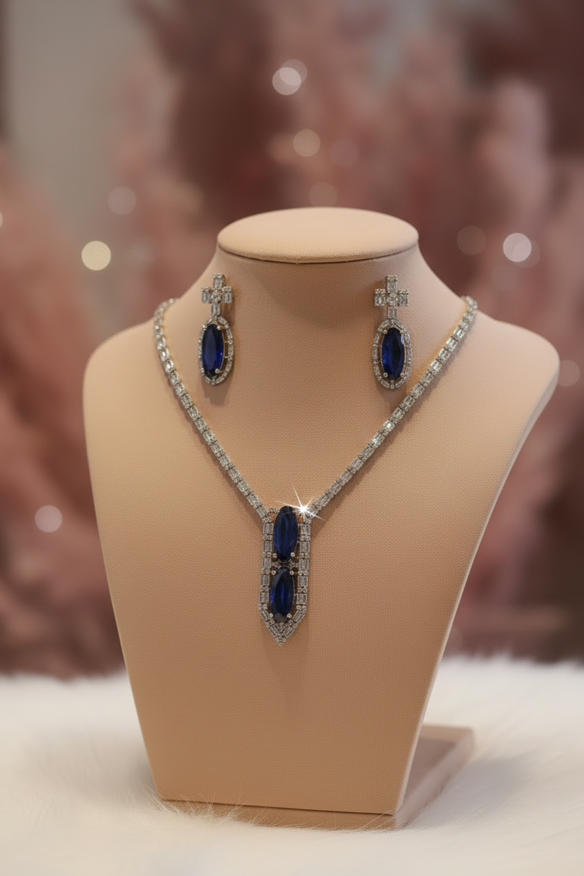 Blue Sapphire Necklace Set