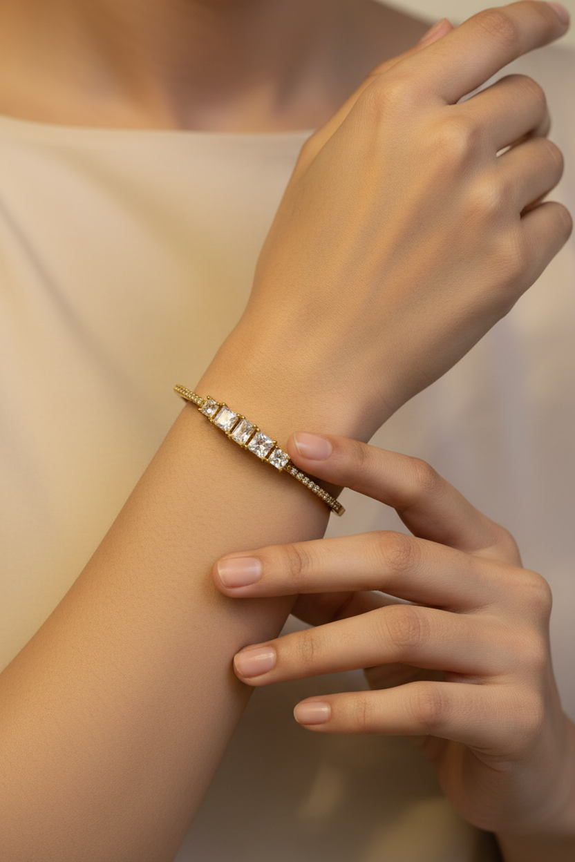 Bracelet 3 - Princess Cut Row Model Shot