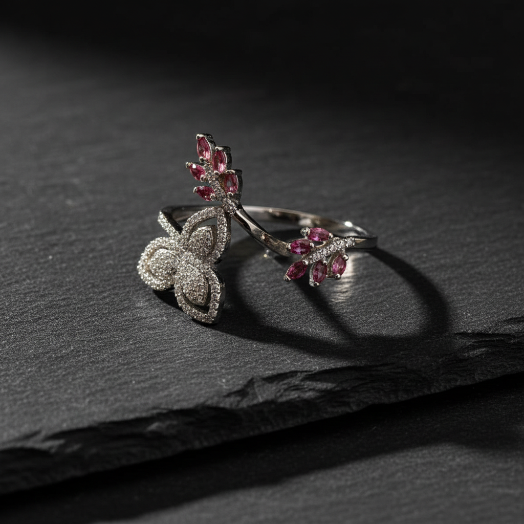 Butterfly Ring on Textured Background