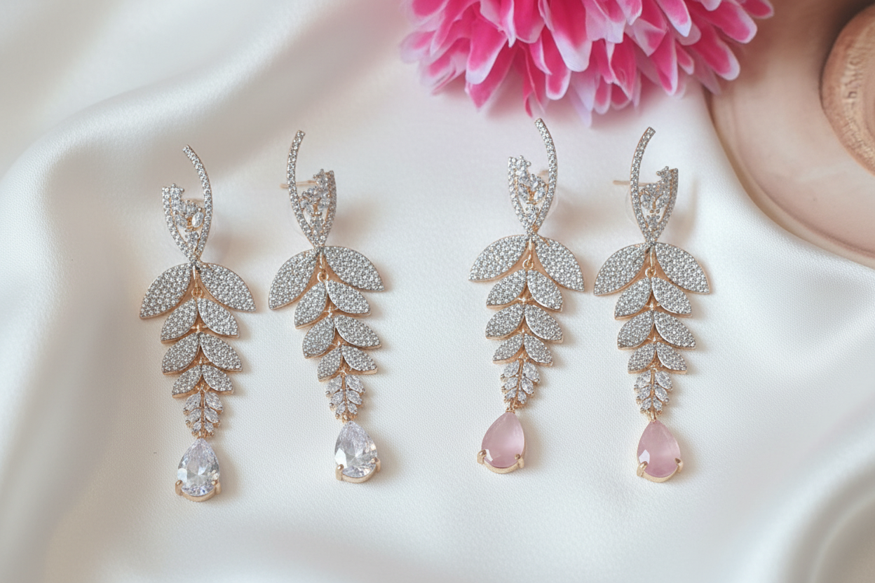 Cascading Leaf Earrings Flatlay