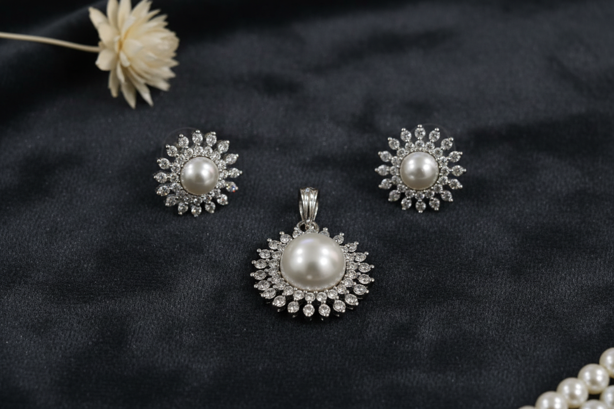 Celeste Pearl Set Textured Contrast