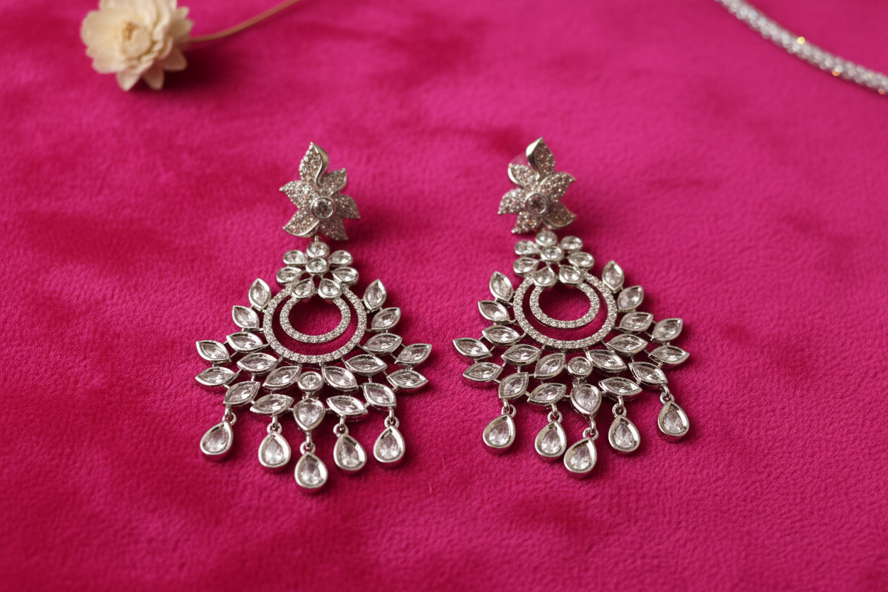 Celestial Chandbali Hot Pink Contrast
