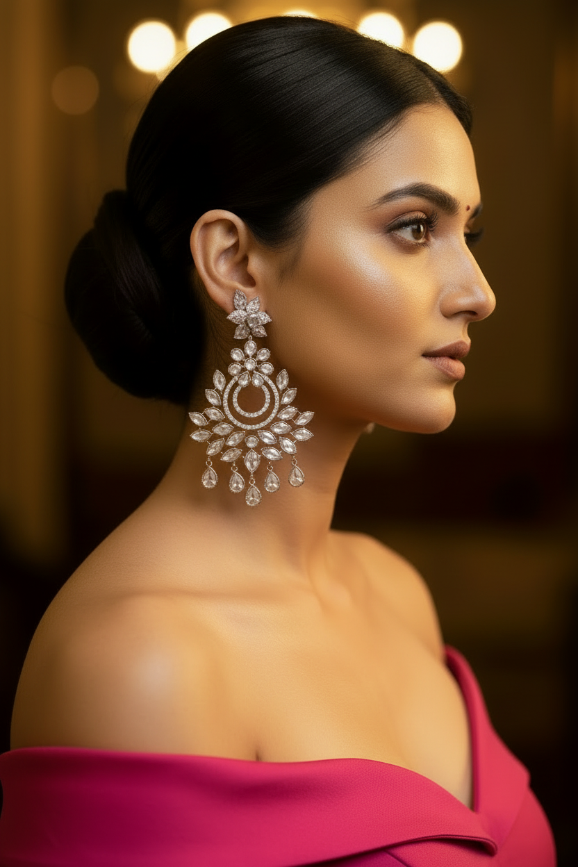 Celestial Chandbali Lifestyle Hot Pink Off-Shoulder