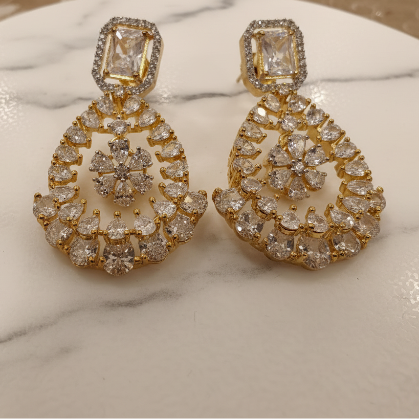 Celestial Drop CZ Earrings – Gold