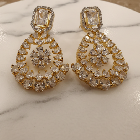 Celestial Drop CZ Earrings – Gold