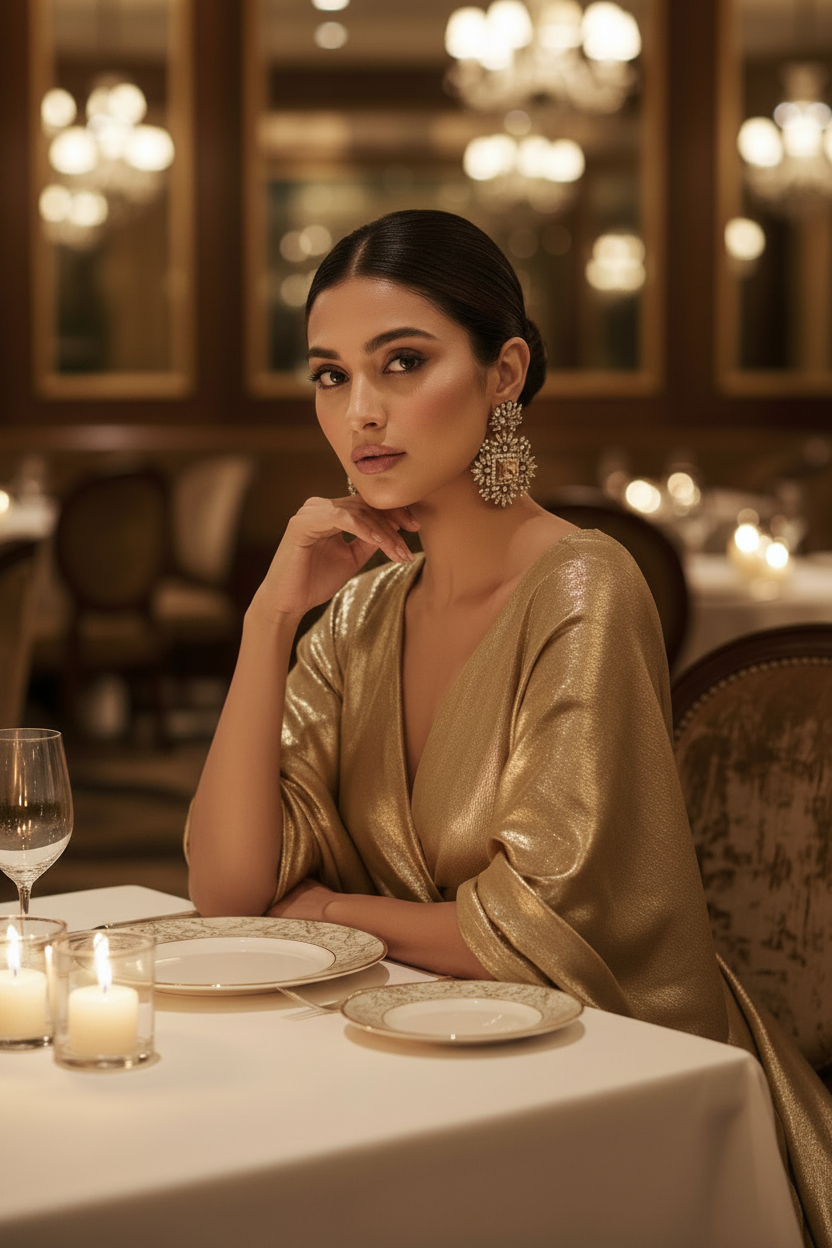 Champagne | Teal Square Halo Statement Earrings
