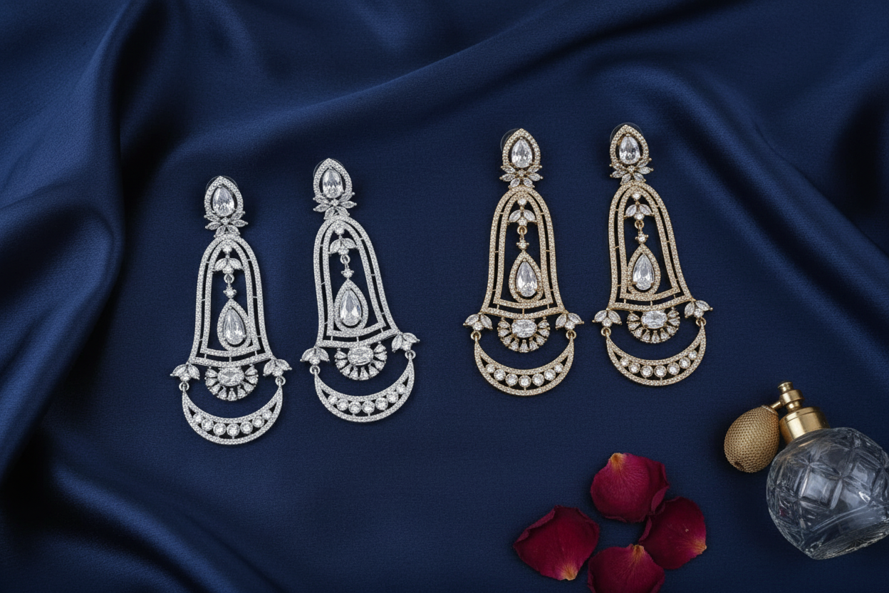 Chandelier Earrings Flatlay - Minimal Props