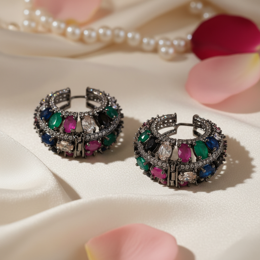 Clear White CZ Hoops — Close-up Flat Lay