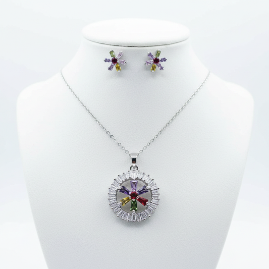 Close-up mannequin display of CZ pendant set