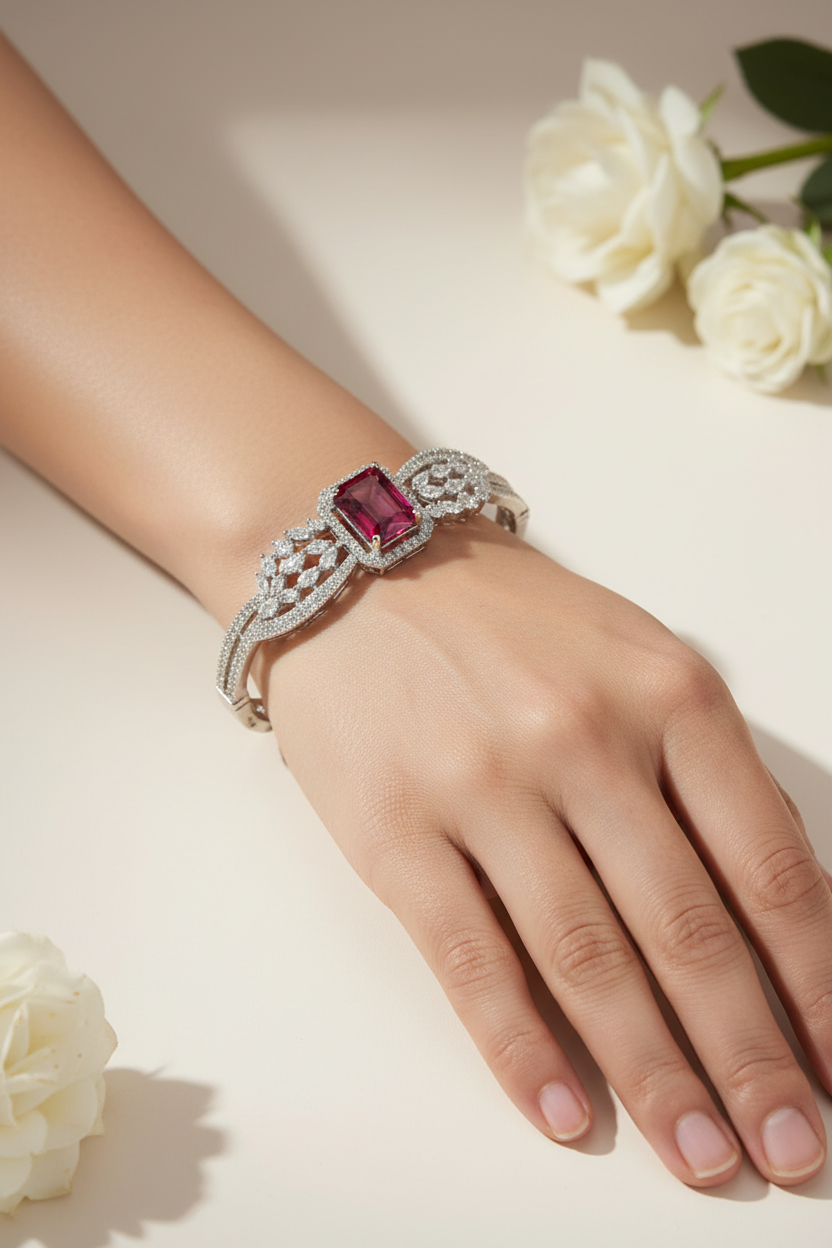 Close-up Model Shot - Ruby Bracelet