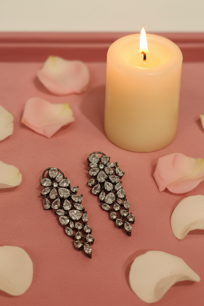 Crystal Cascade Earrings Flatlay