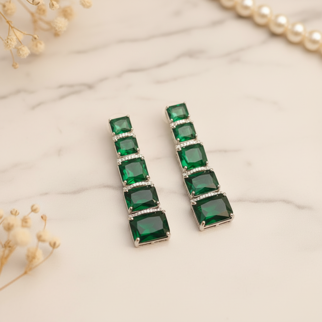 Emerald Cascade Linear Drop Marble Flat Lay