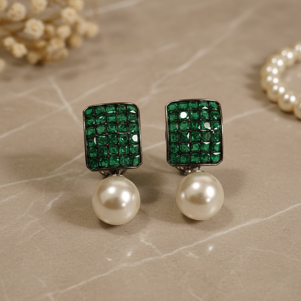 Emerald Square Pearl Drop Marble Flat Lay