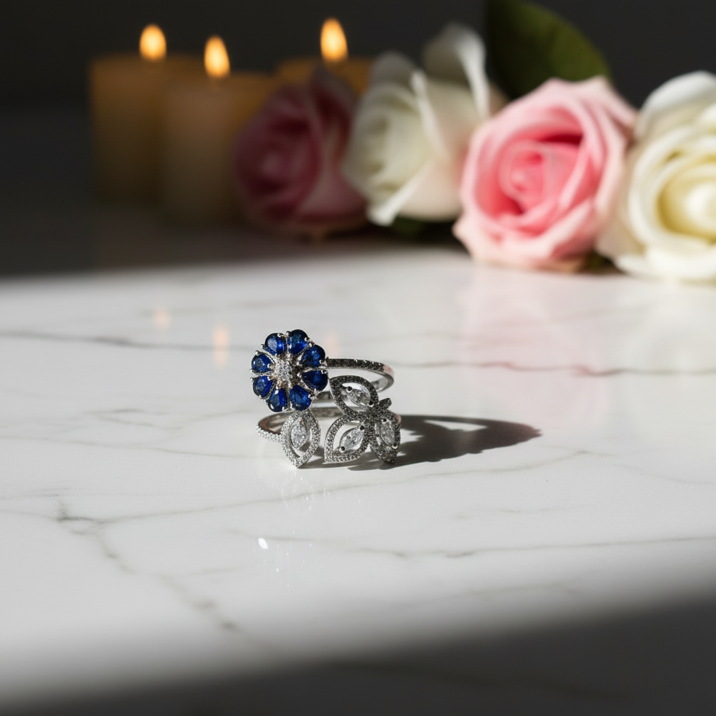 Flat lay with candles and flowers