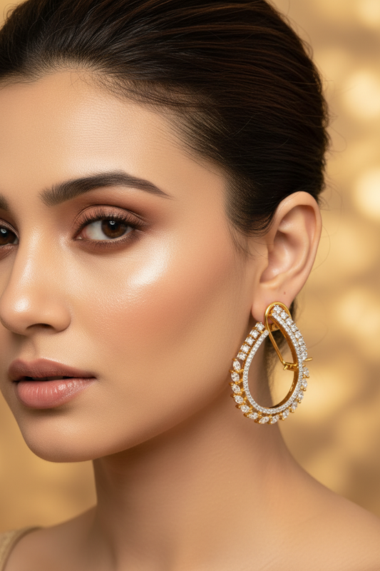 Golden Silver Open Zirconia Hoops