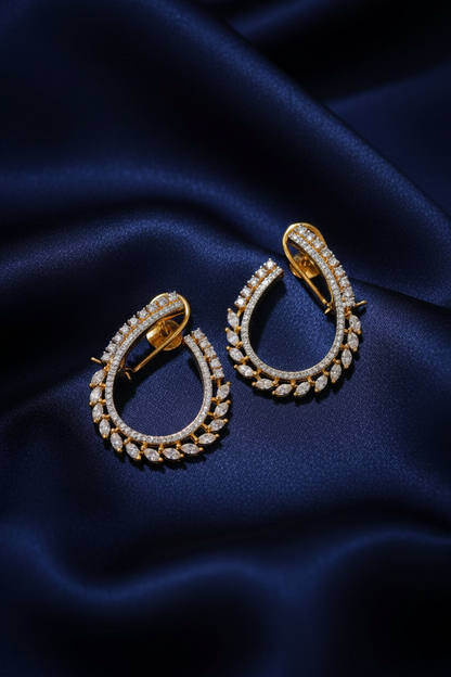 Golden Silver Open Zirconia Hoops