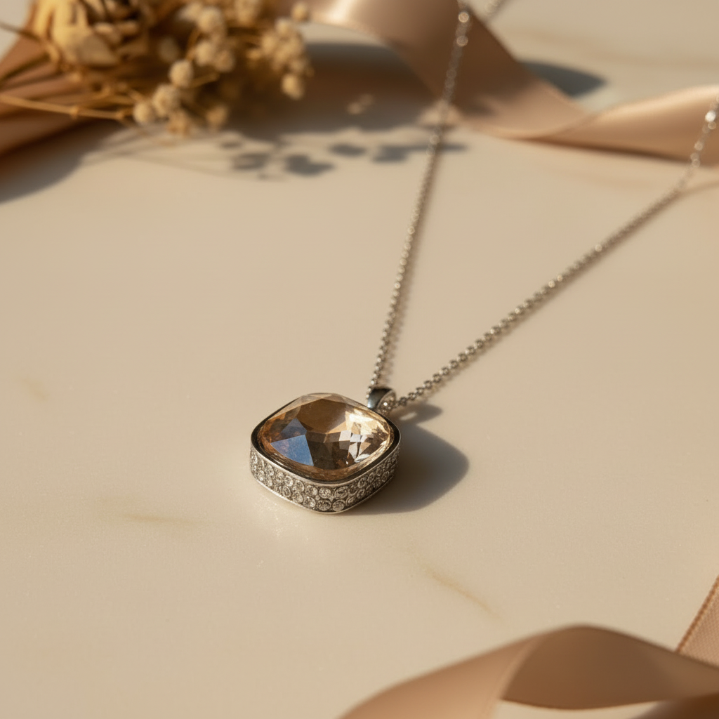 Golden Cushion Pendant Flat Lay True Colour