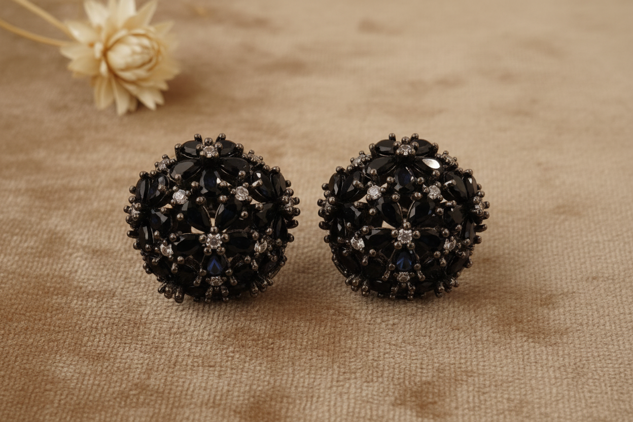 Midnight Black Dome Cluster Textured
