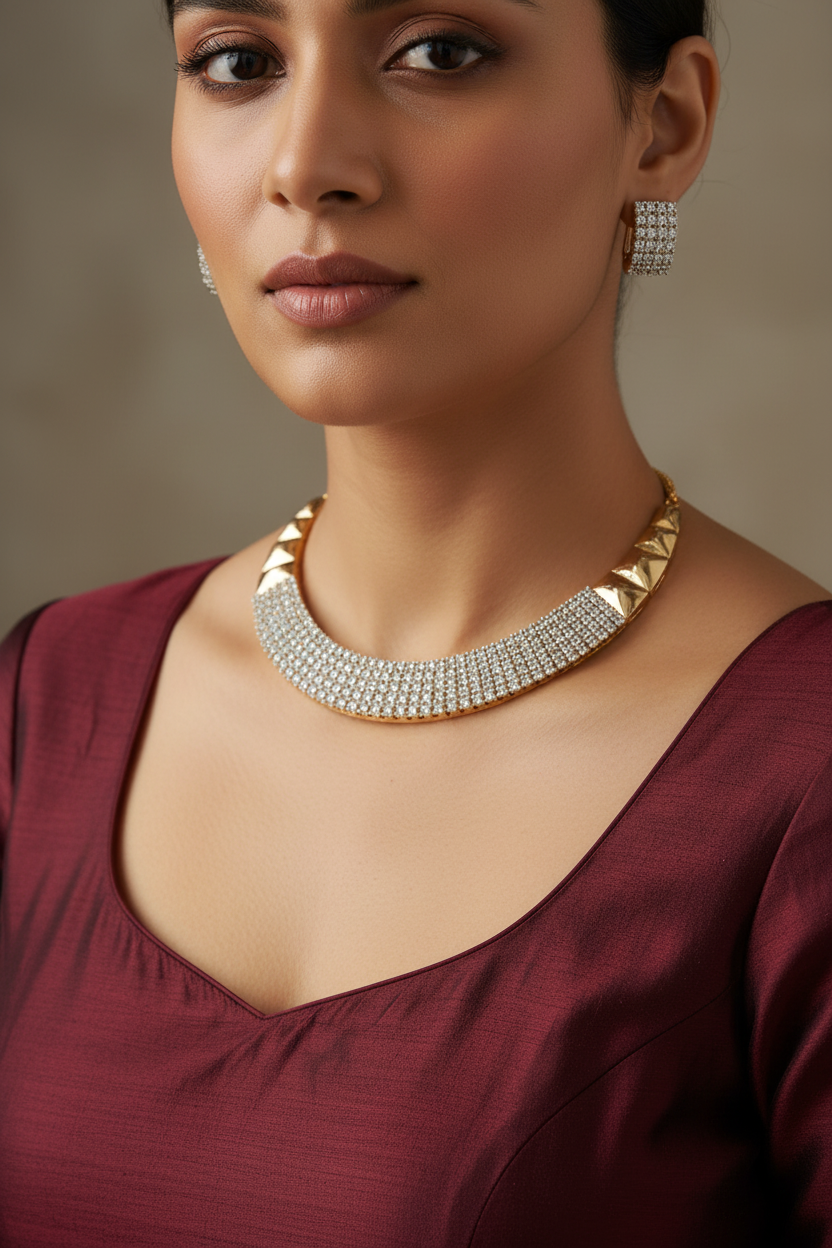 Model Wearing Necklace Set