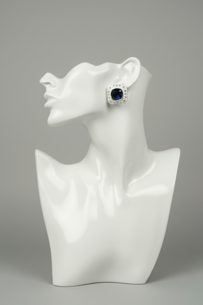 Navy CZ Earrings on Mannequin