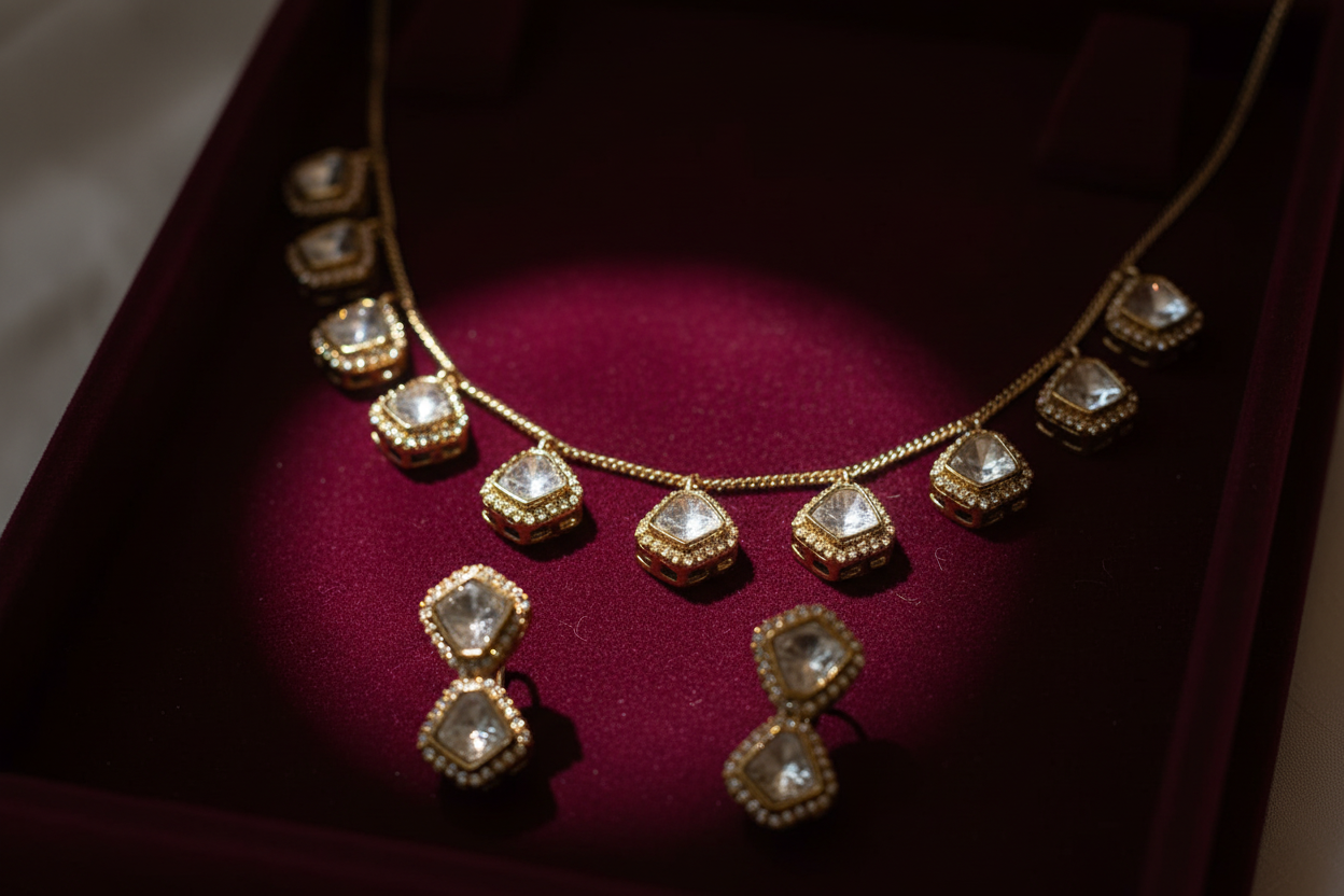 Golden Diamondcrystals Jewellery Set