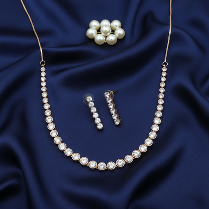 Rose Gold Tennis Necklace Set